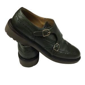 Doucal’s Brougue Double Monk Strap WingTip Dress Shoe Pebbled Leather